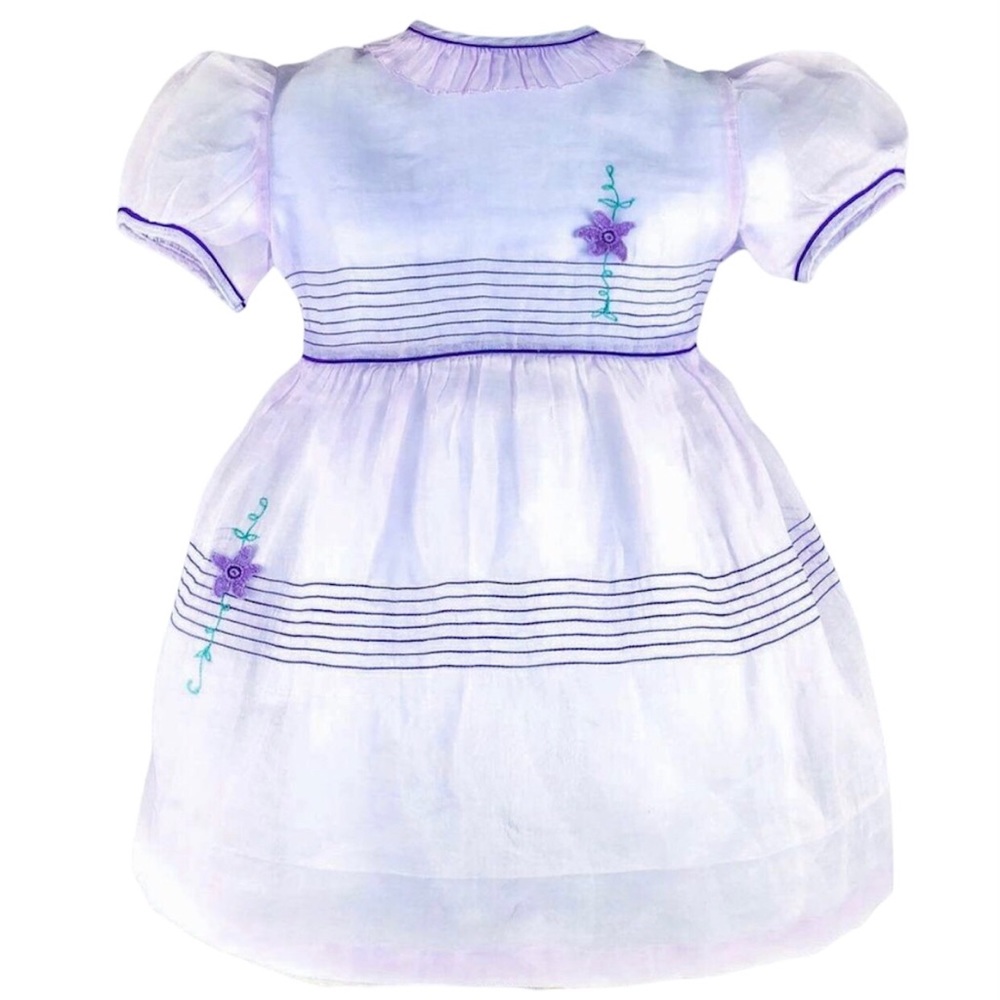 Vintage Nannette lavender organdy sheer dress 3